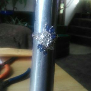 Sapphire and white topaz ring size ten...plus ship